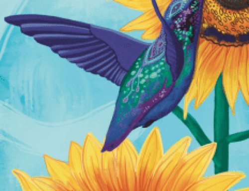 Hummingbird with Sunflower Digital Painting